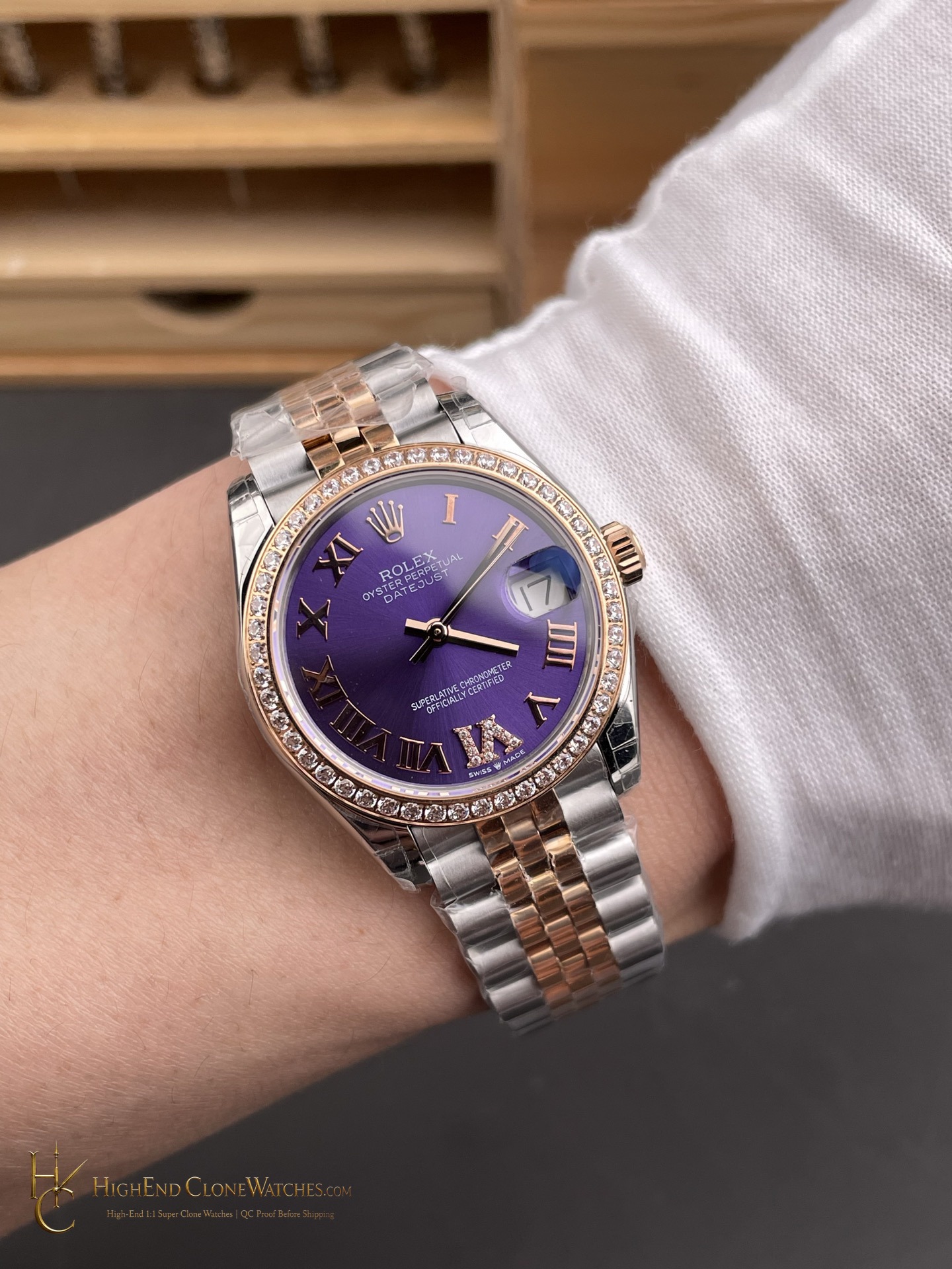 Rolex Datejust m278381rbr-0020 caseback view super clone watch