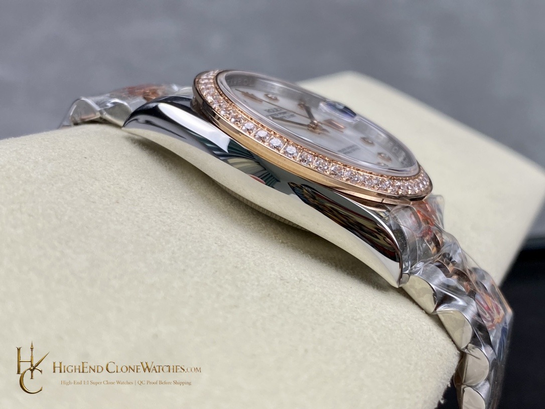 Rolex Datejust 278381RBR crown and case detail super clone watch