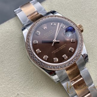 Rolex Datejust 278381RBR angled dial view super clone watch