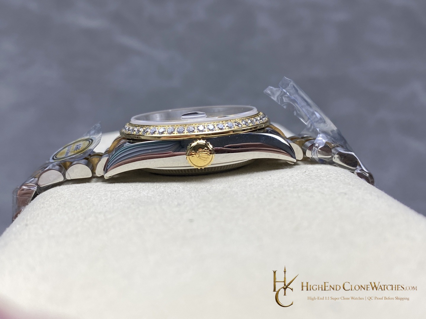 Rolex Datejust m278383rbr-0002 crown and case detail super clone watch