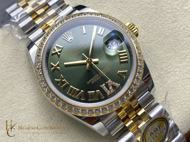Rolex Datejust 278383RBR-0016 angled dial view super clone watch