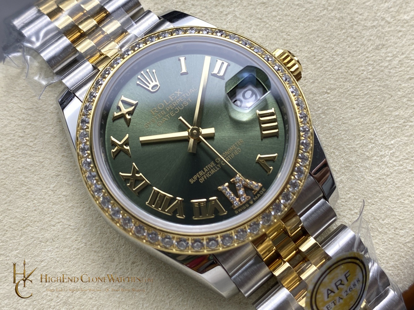 Rolex Datejust 278383RBR-0016 angled dial view super clone watch