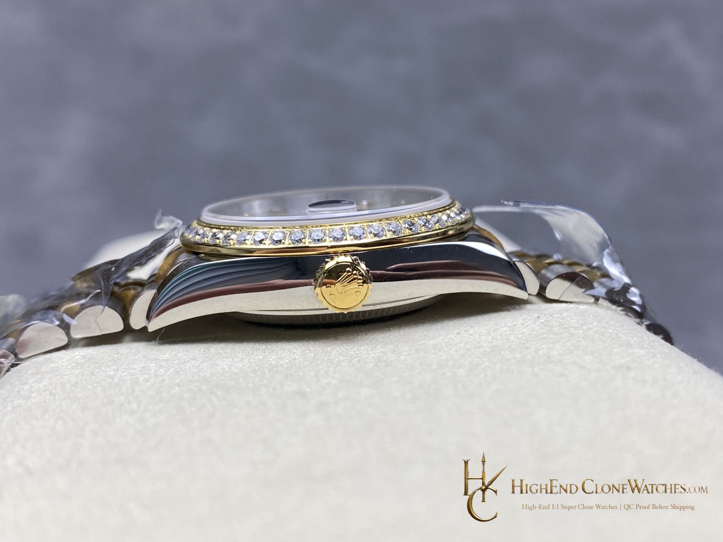 Rolex Datejust 278383RBR-0016 crown and case detail super clone watch