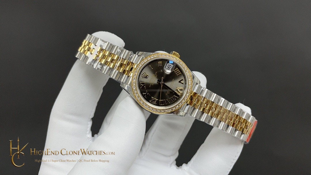 Rolex Datejust m278383rbr-0018 angled dial view super clone watch