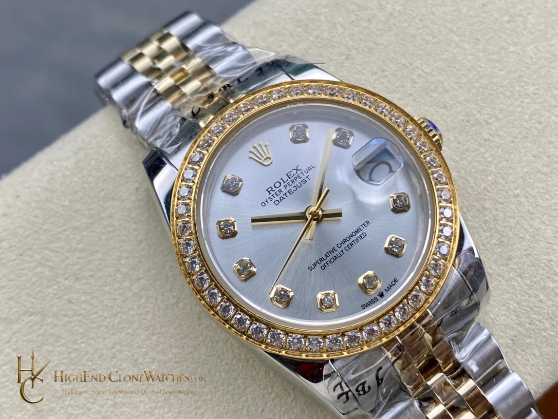 Rolex Datejust m278383rbr-0020 angled dial view super clone watch