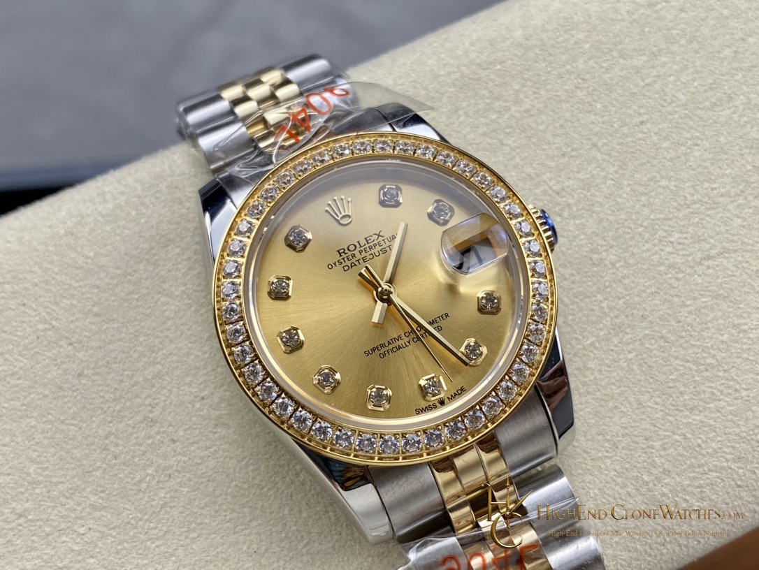 Rolex Datejust 278383RBR-0026 angled dial view super clone watch