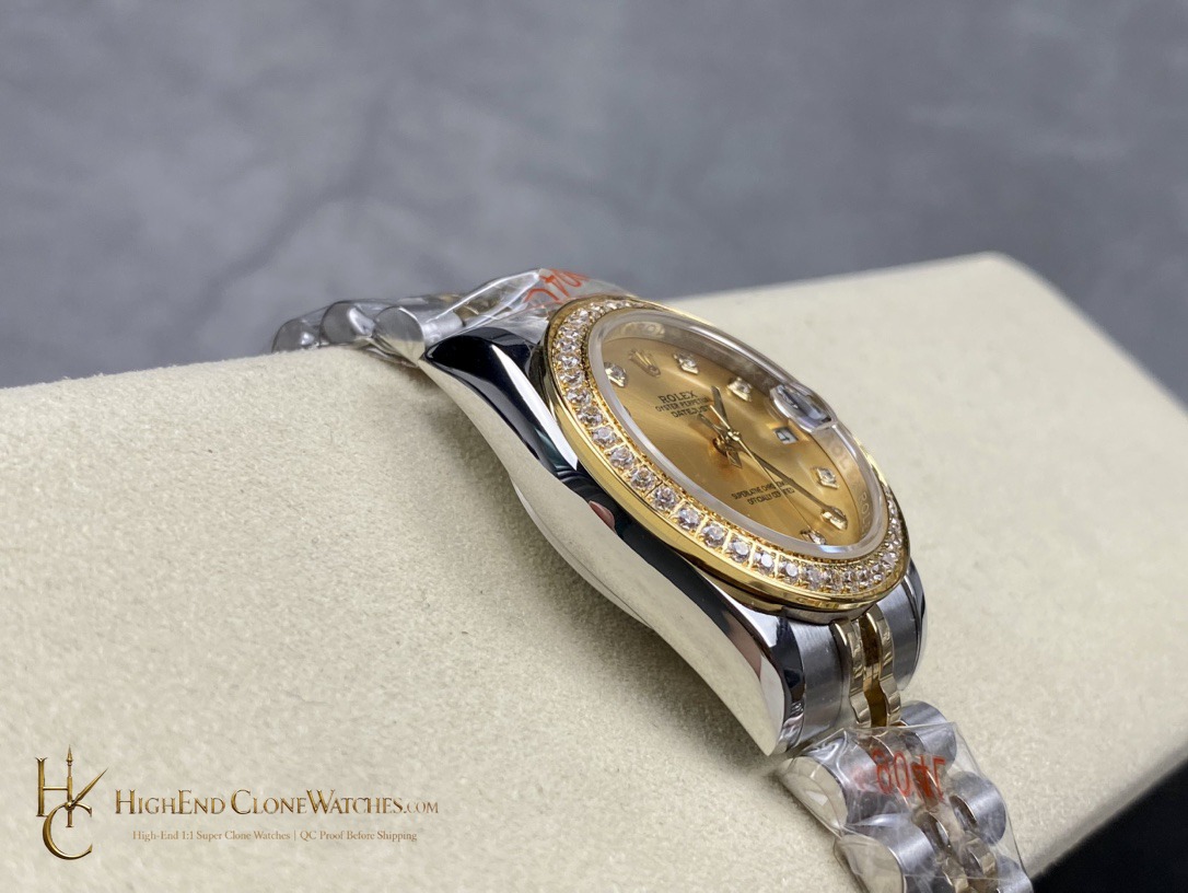 Rolex Datejust 278383RBR-0026 crown and case detail super clone watch