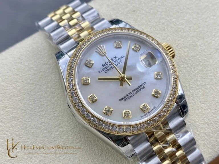 Rolex Datejust angled dial view super clone watch