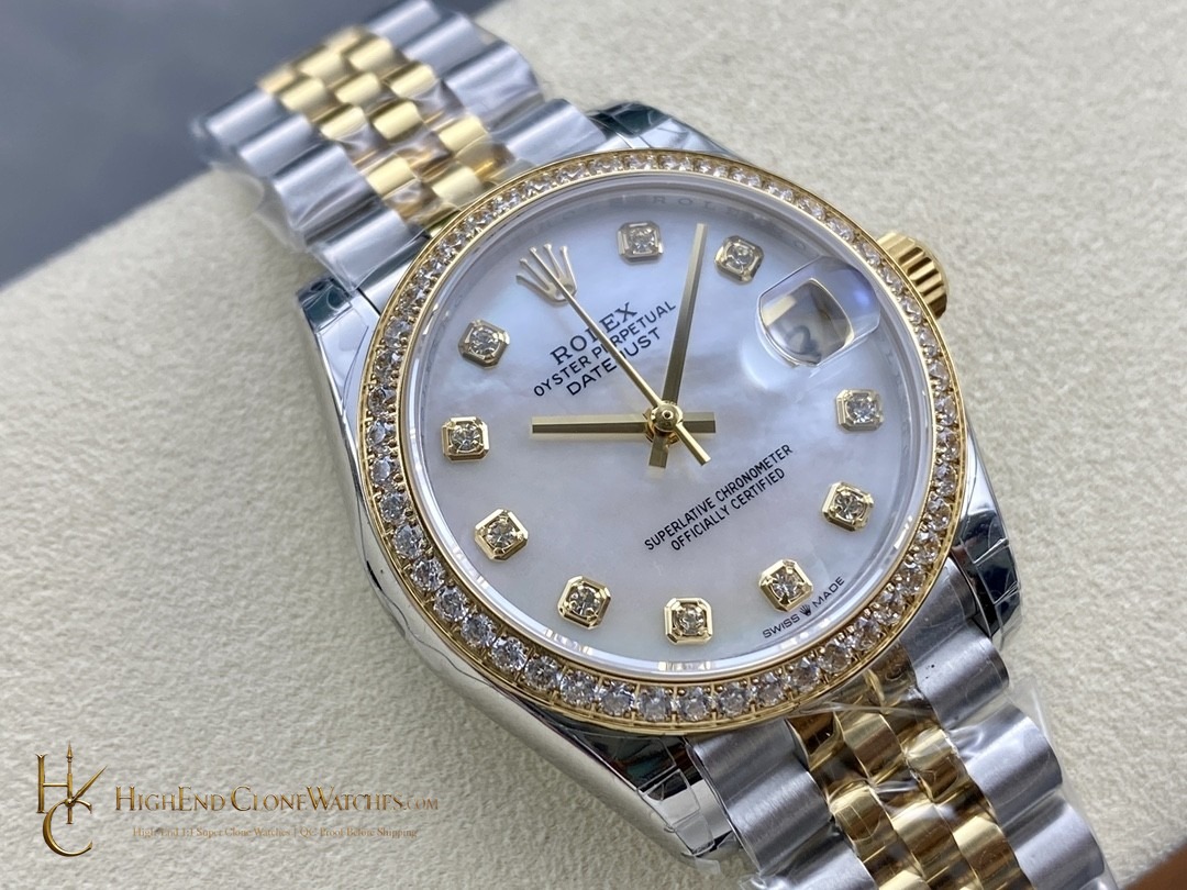 Rolex Datejust angled dial view super clone watch