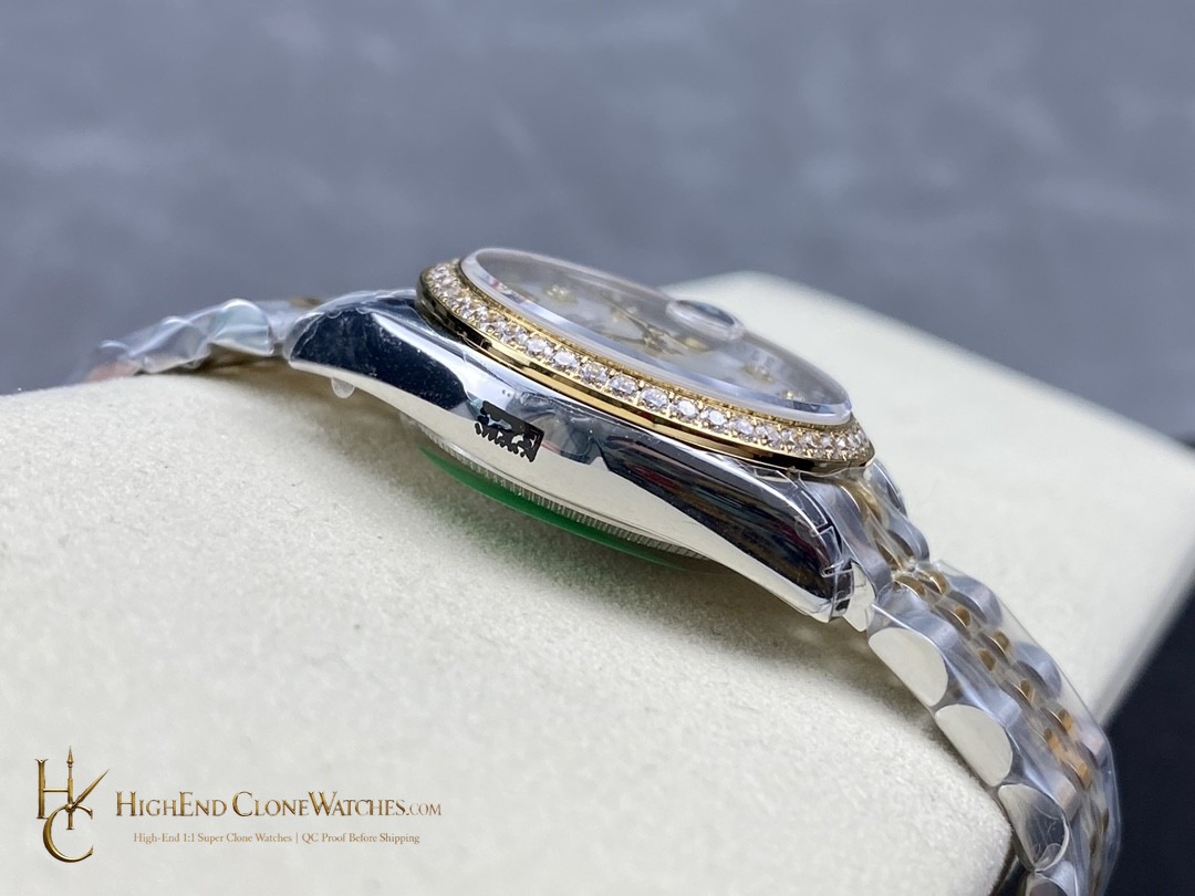 Rolex Datejust crown and case detail super clone watch