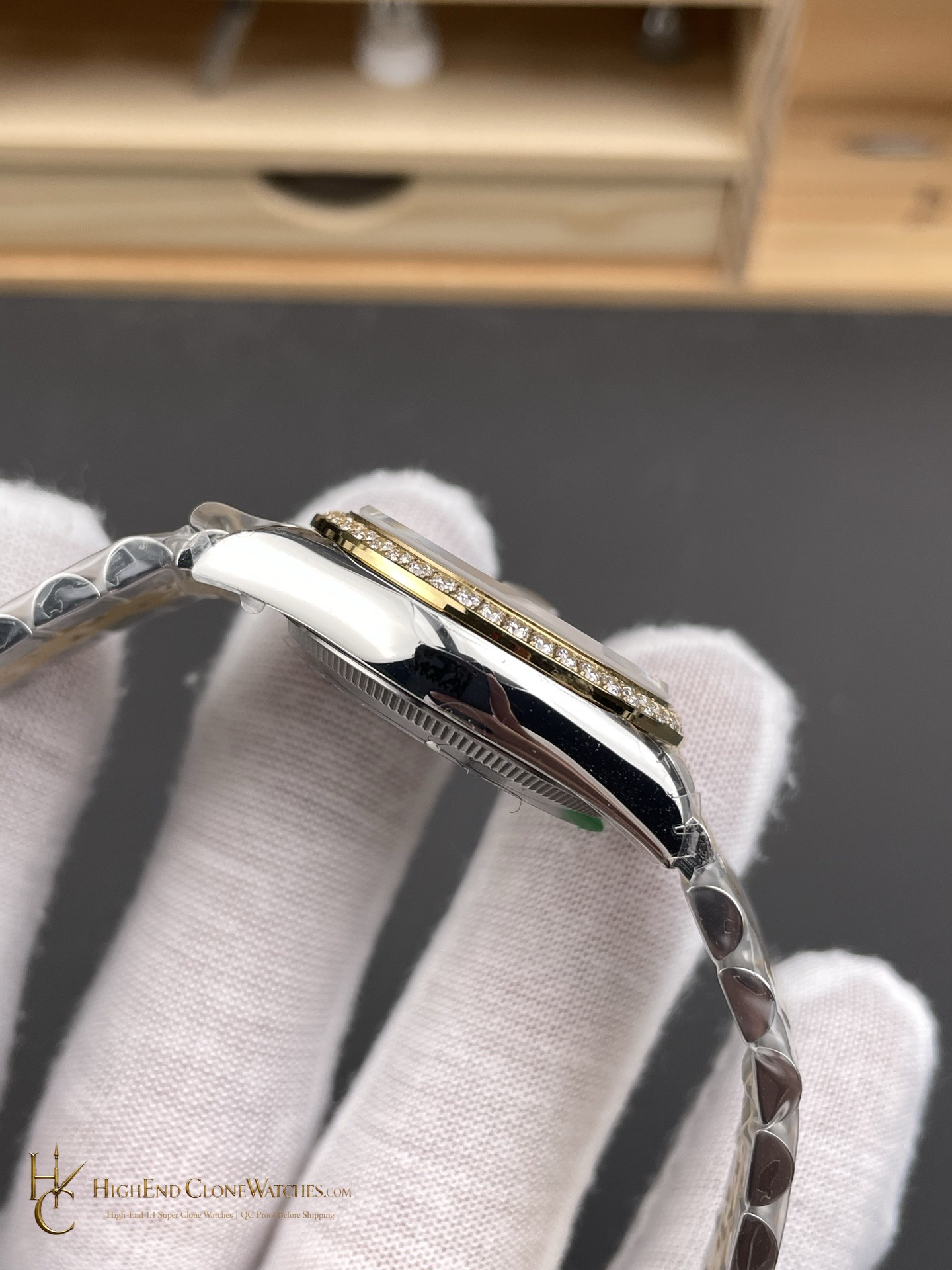 Rolex Datejust 278383RBR crown and case detail super clone watch