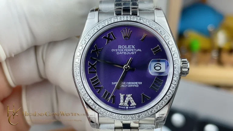 Rolex Datejust 278384RBR-0030 angled dial view super clone watch
