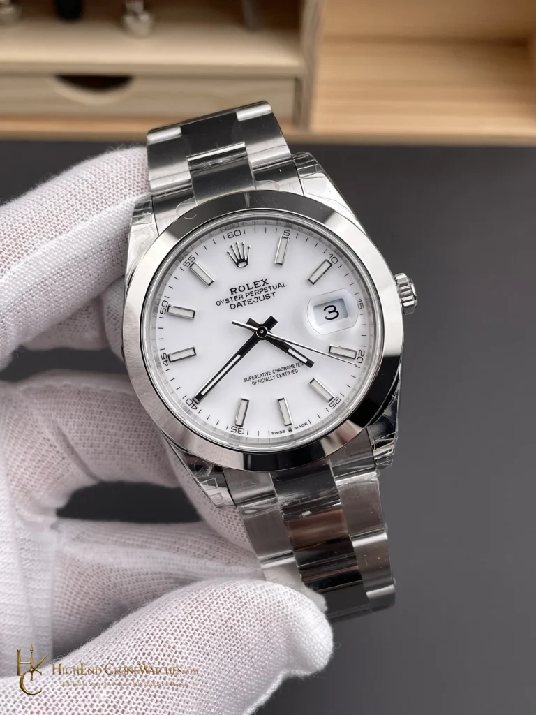 Rolex Datejust 41 Ref. 126300 angled dial view super clone watch