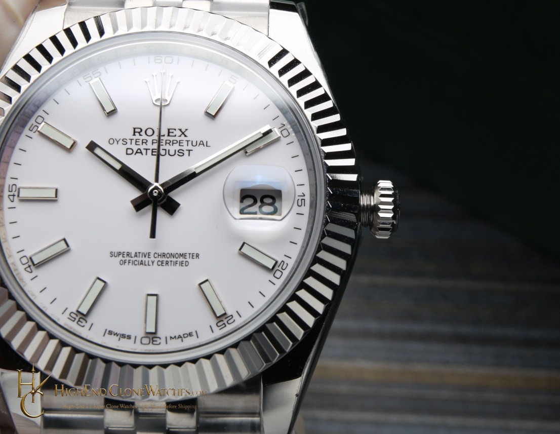 Rolex Datejust 126334-0010 crown and case detail super clone watch