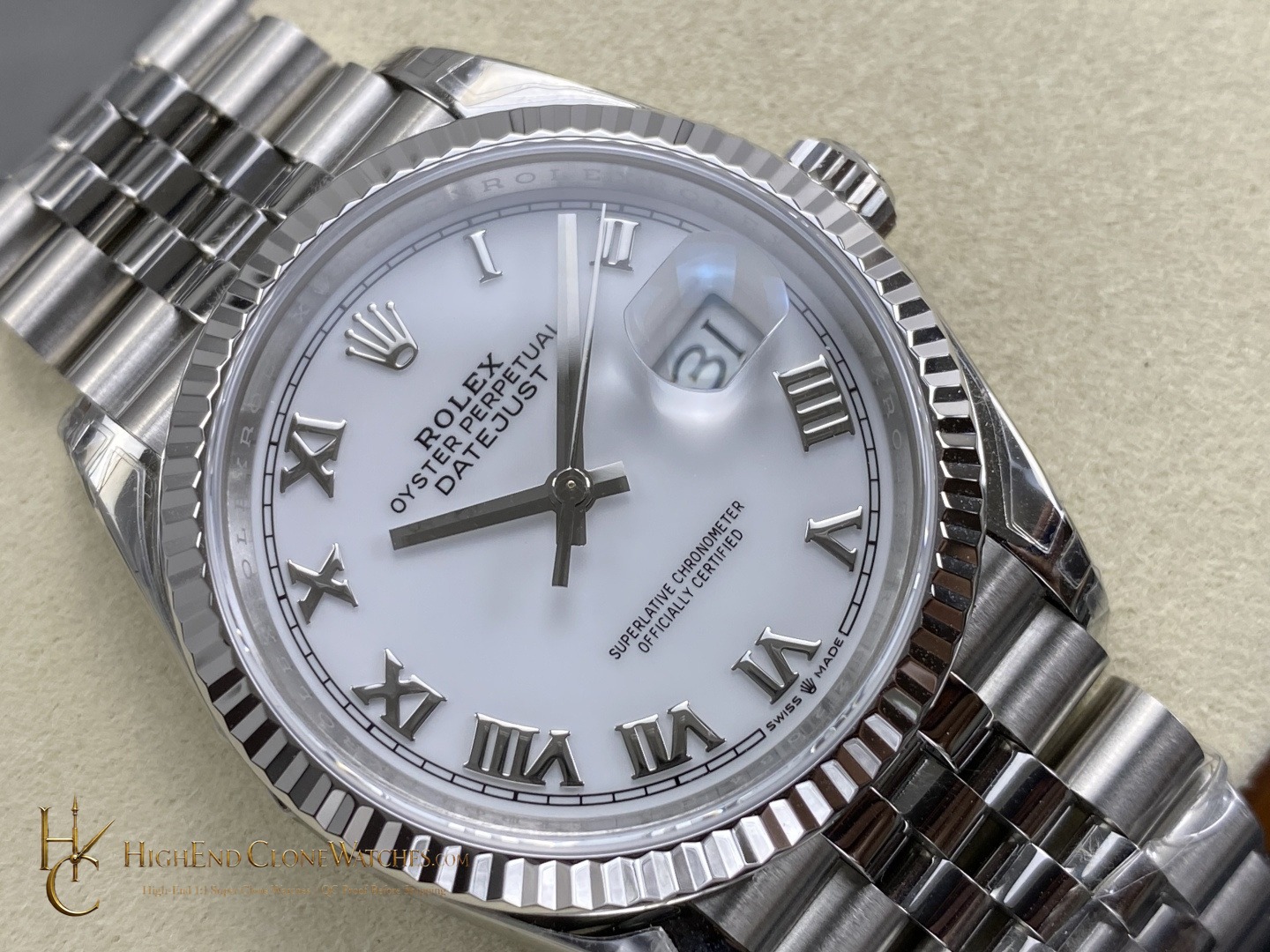 Rolex Datejust 36 M126234 angled dial view super clone watch