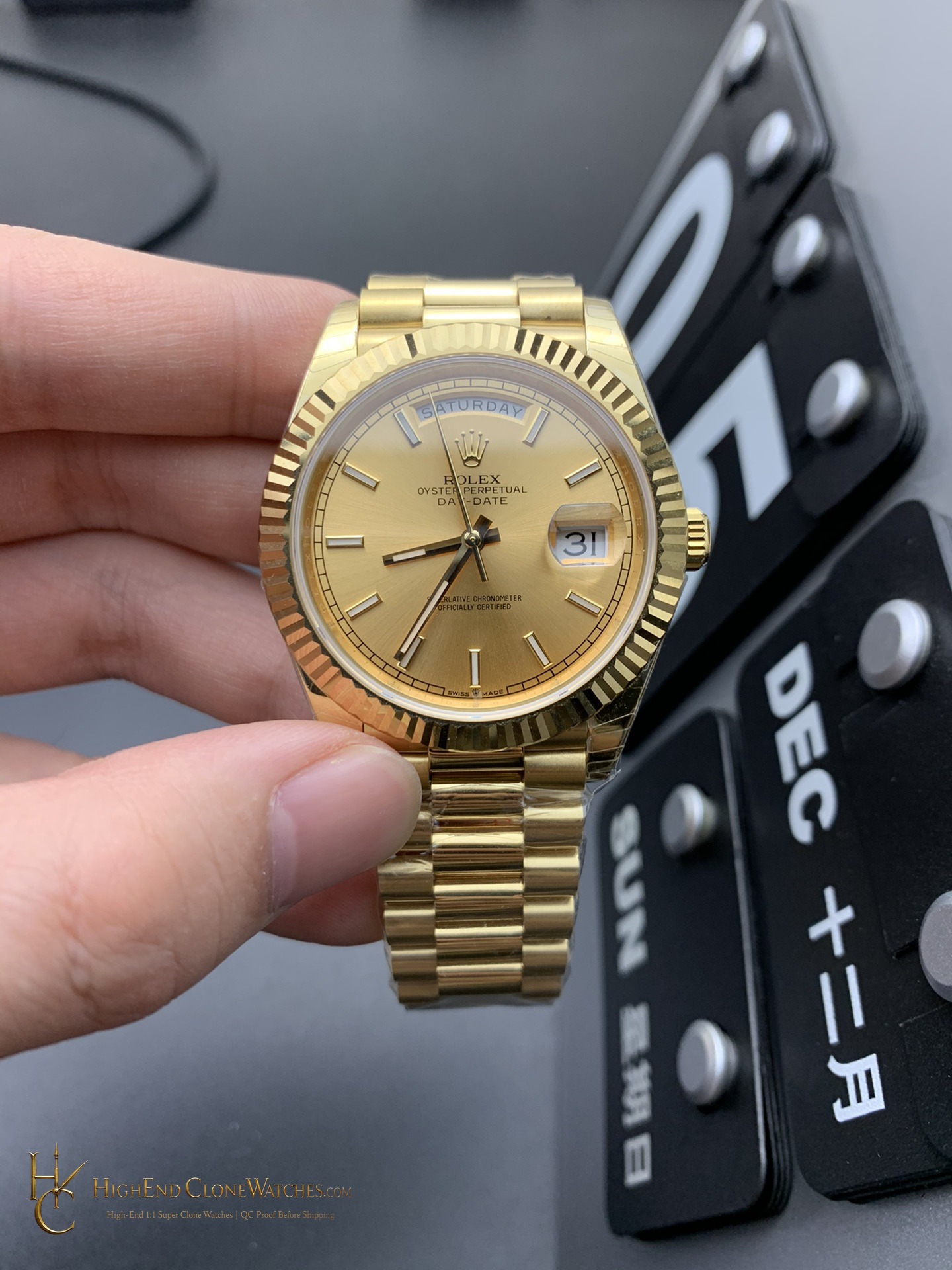 Rolex Day-Date 40 Ref. 228238 front view super clone watch