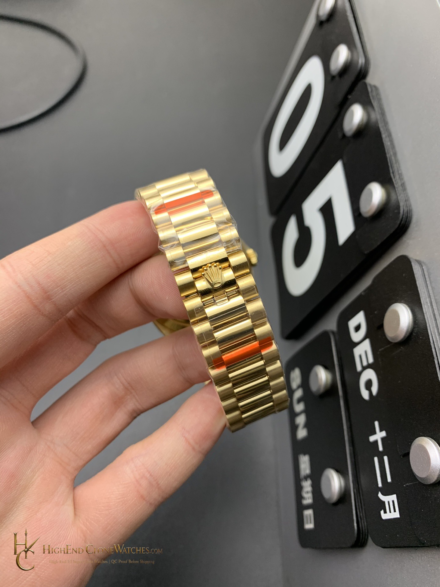 Rolex Day-Date 40 Ref. 228238 crown and case detail super clone watch