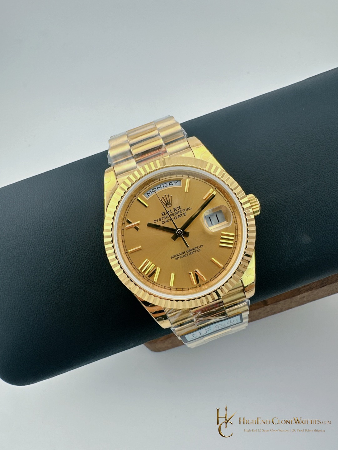 Rolex Day-Date M228238-0006 bezel detail super clone watch