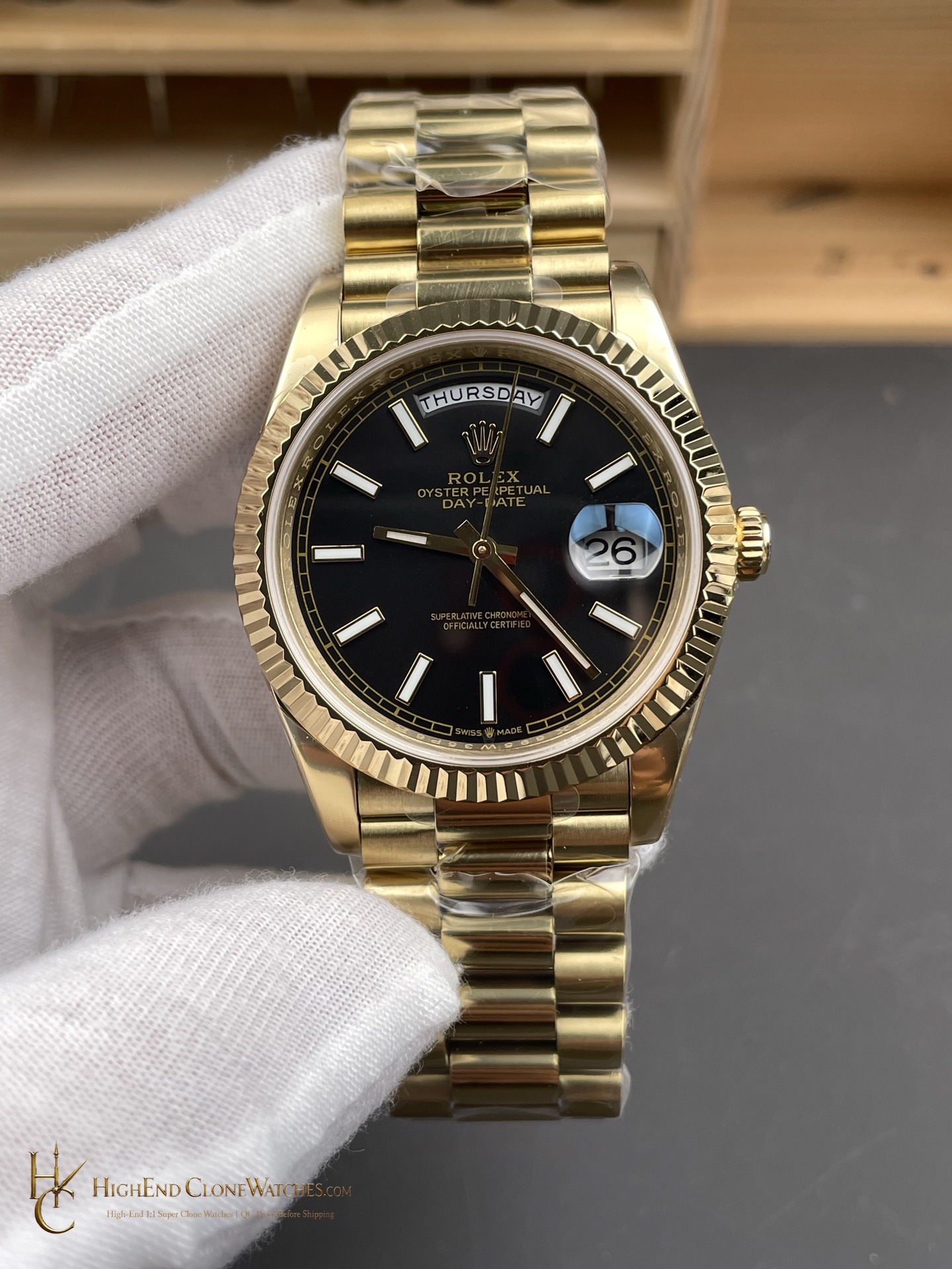 Rolex Day-Date m228238-0067 front view super clone watch