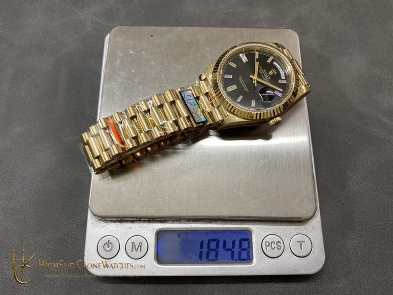 Rolex Day-Date 40 Ref. 228238 angled dial view super clone watch
