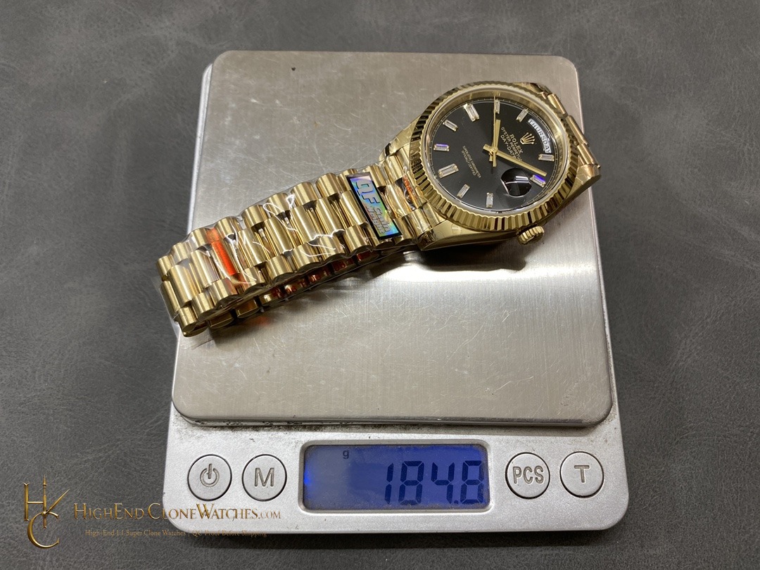 Rolex Day-Date 40 Ref. 228238 angled dial view super clone watch