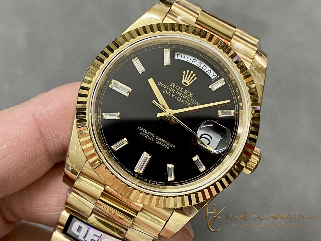 Rolex Day-Date 40 Ref. 228238 bezel detail super clone watch