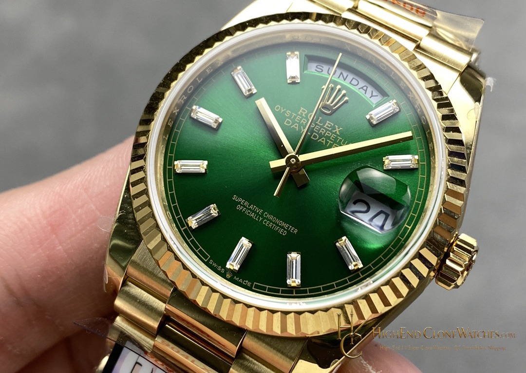 Rolex Day-Date 128238-0130 bezel detail super clone watch