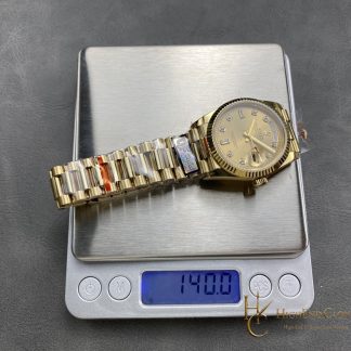Rolex Day-Date 128238-0008 angled dial view super clone watch