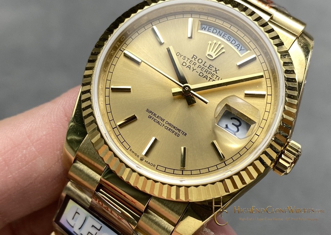 Rolex Day-Date m128238-0045 bezel detail super clone watch
