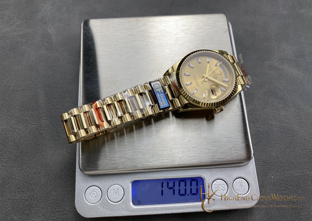 Rolex Day-Date 128238-0132 angled dial view super clone watch