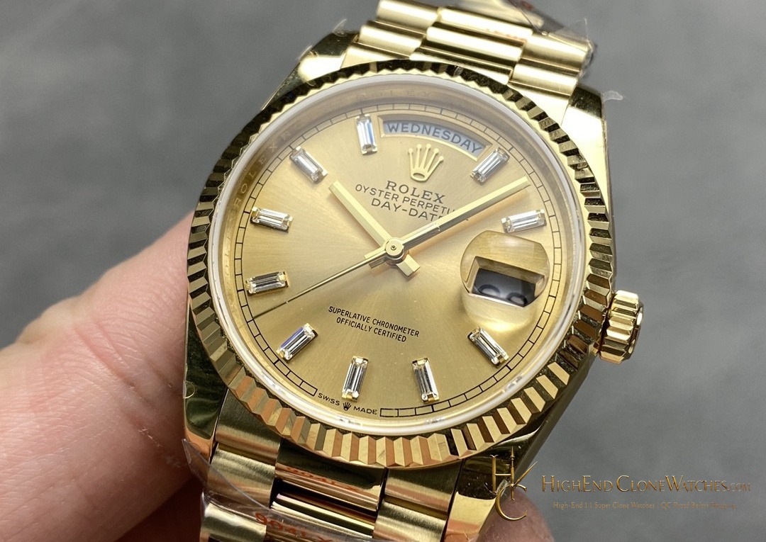 Rolex Day-Date 128238-0132 bezel detail super clone watch