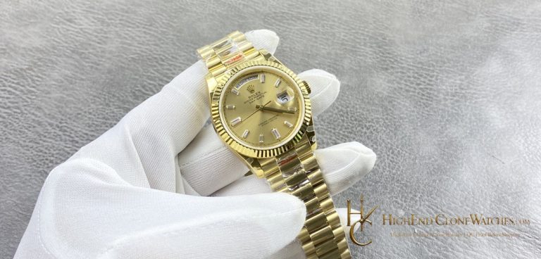 Rolex Day-Date 228238-0005 angled dial view super clone watch