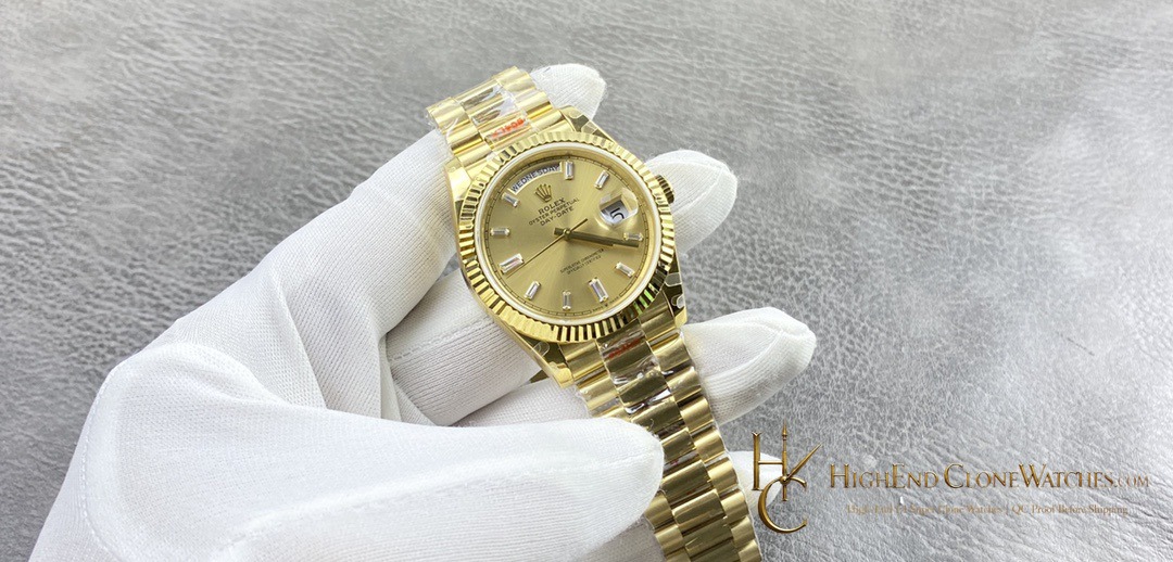 Rolex Day-Date 228238-0005 angled dial view super clone watch