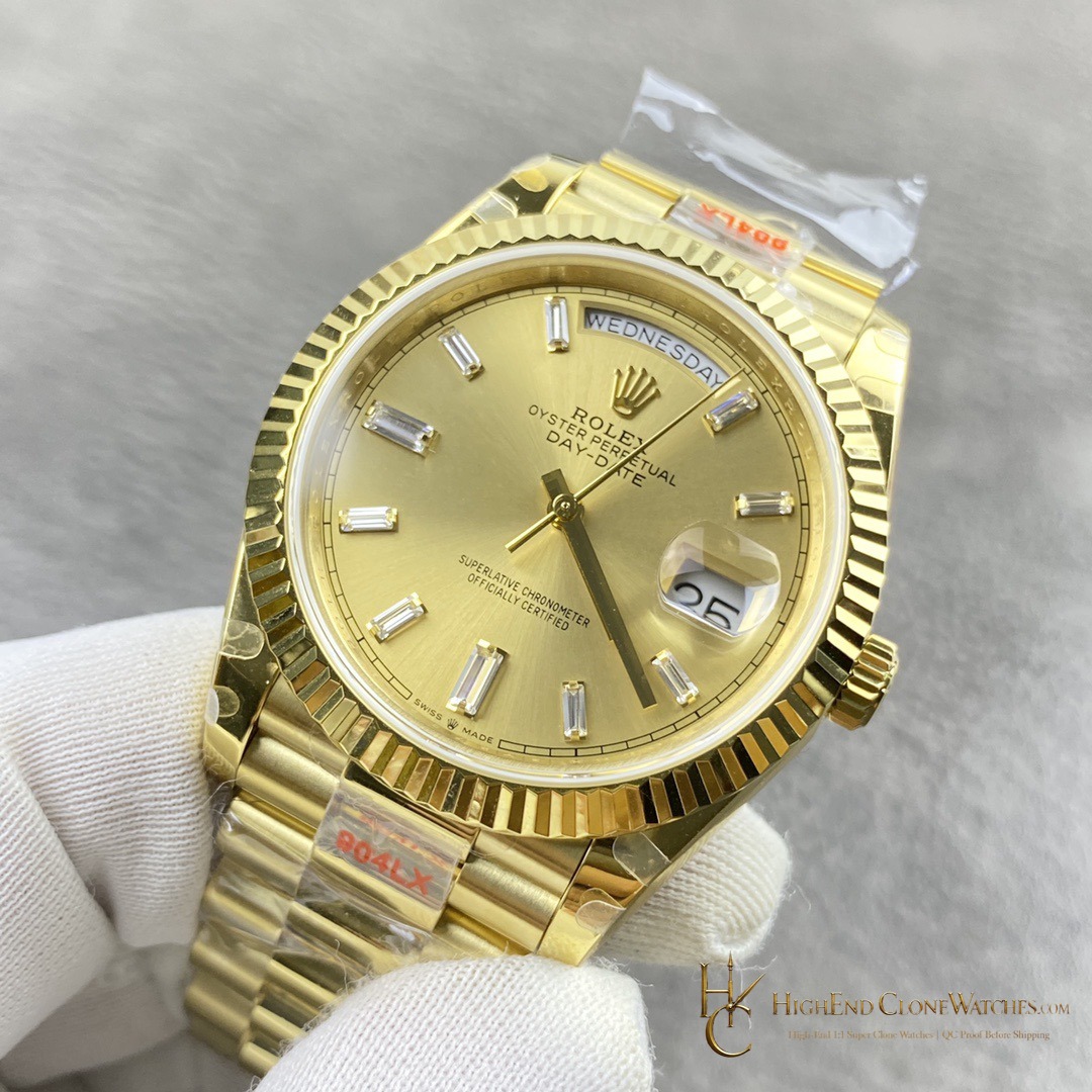 Rolex Day-Date 228238-0005 bezel detail super clone watch