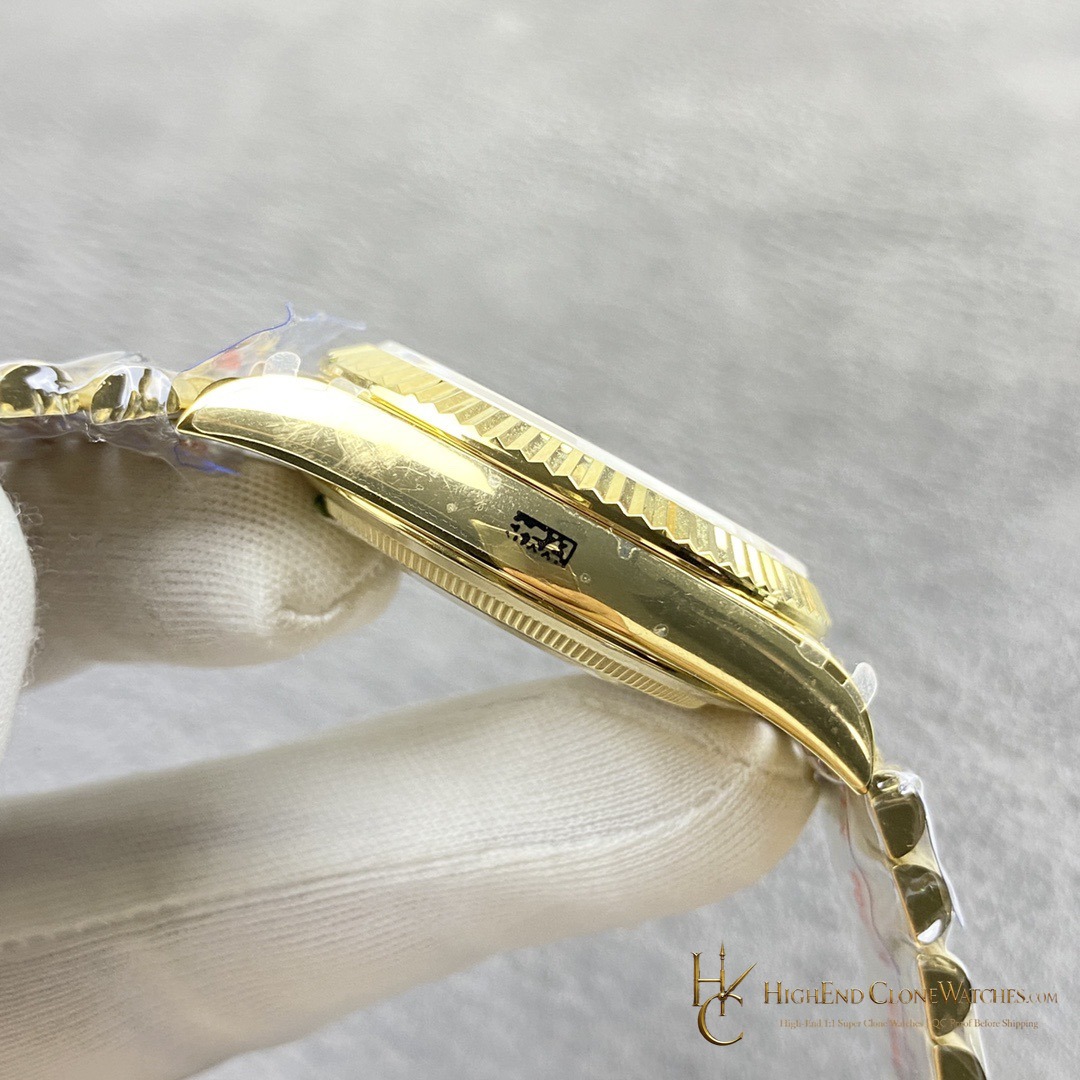 Rolex Day-Date 228238-0005 crown and case detail super clone watch