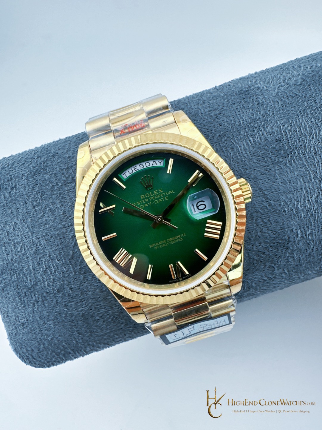 Rolex Day-Date m128238-0118 angled dial view super clone watch