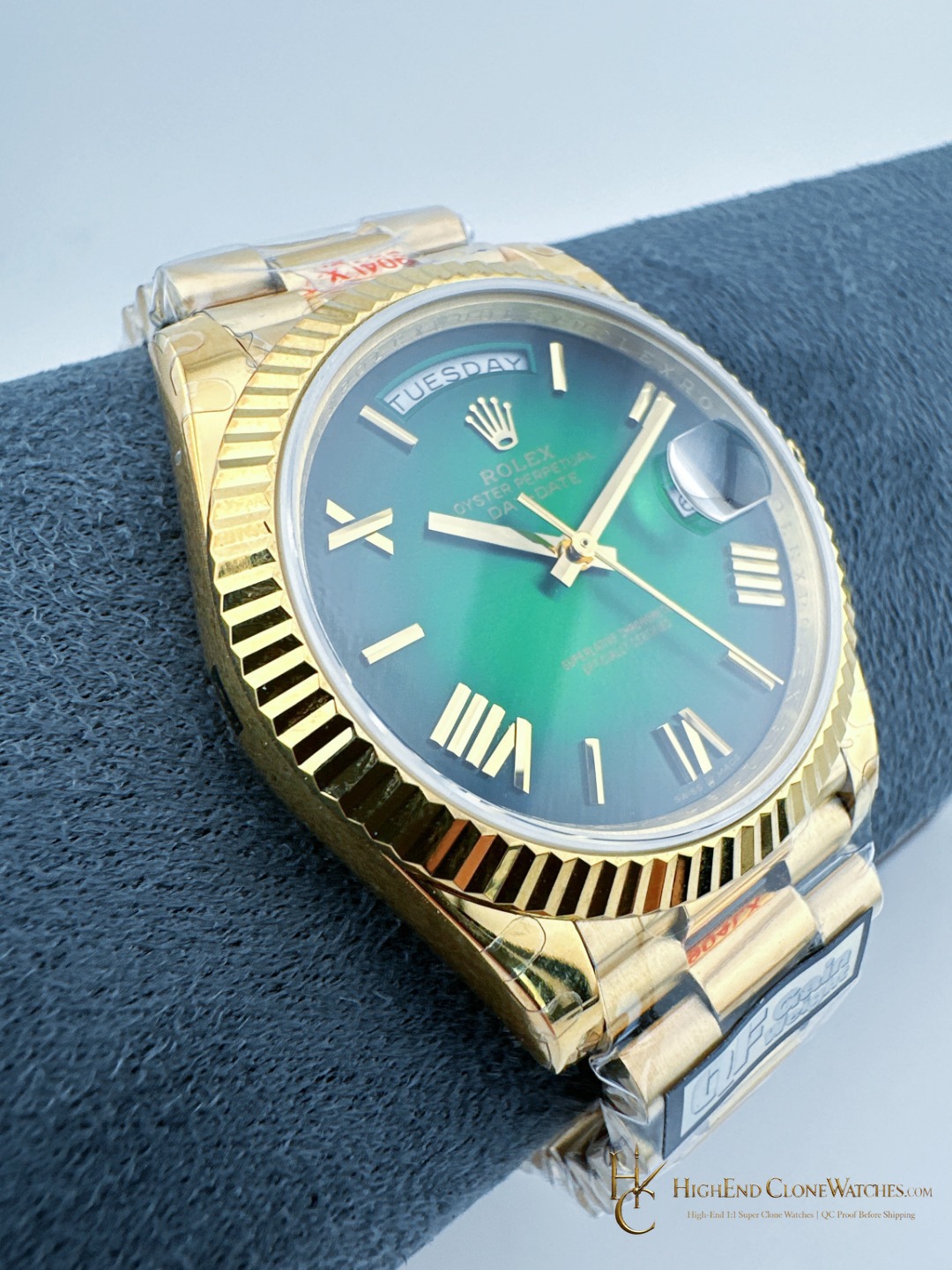 Rolex Day-Date m128238-0118 crown and case detail super clone watch