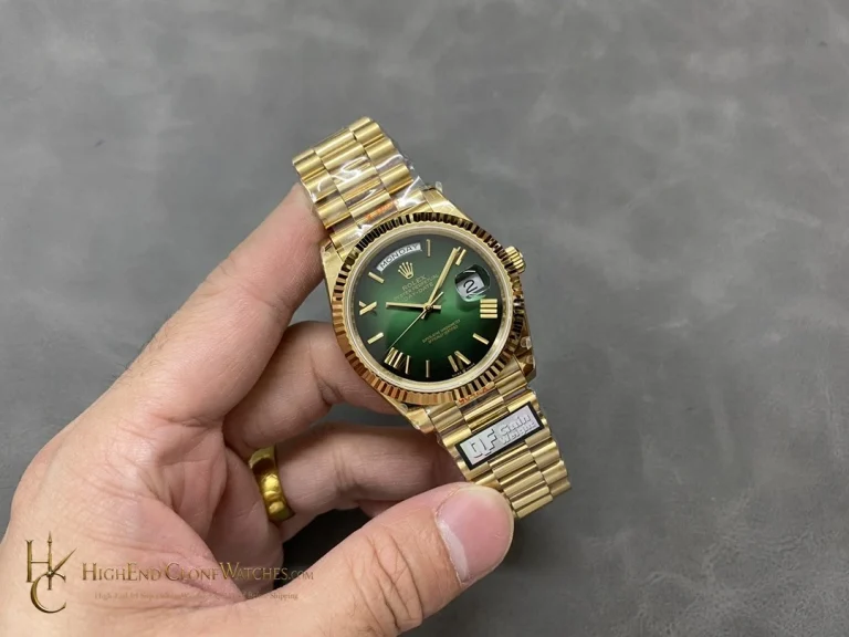 Rolex Day-Date 228238-0069 angled dial view super clone watch