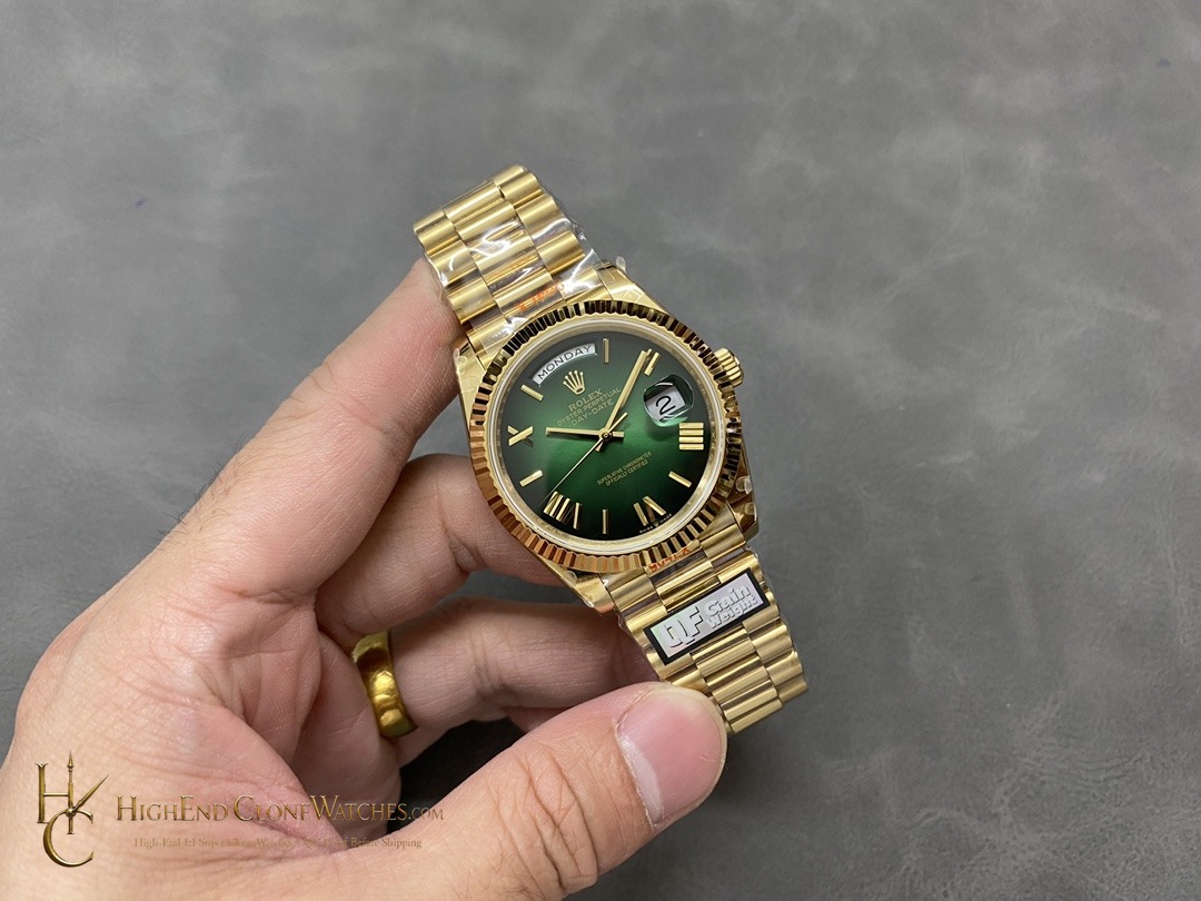 Rolex Day-Date 228238-0069 angled dial view super clone watch