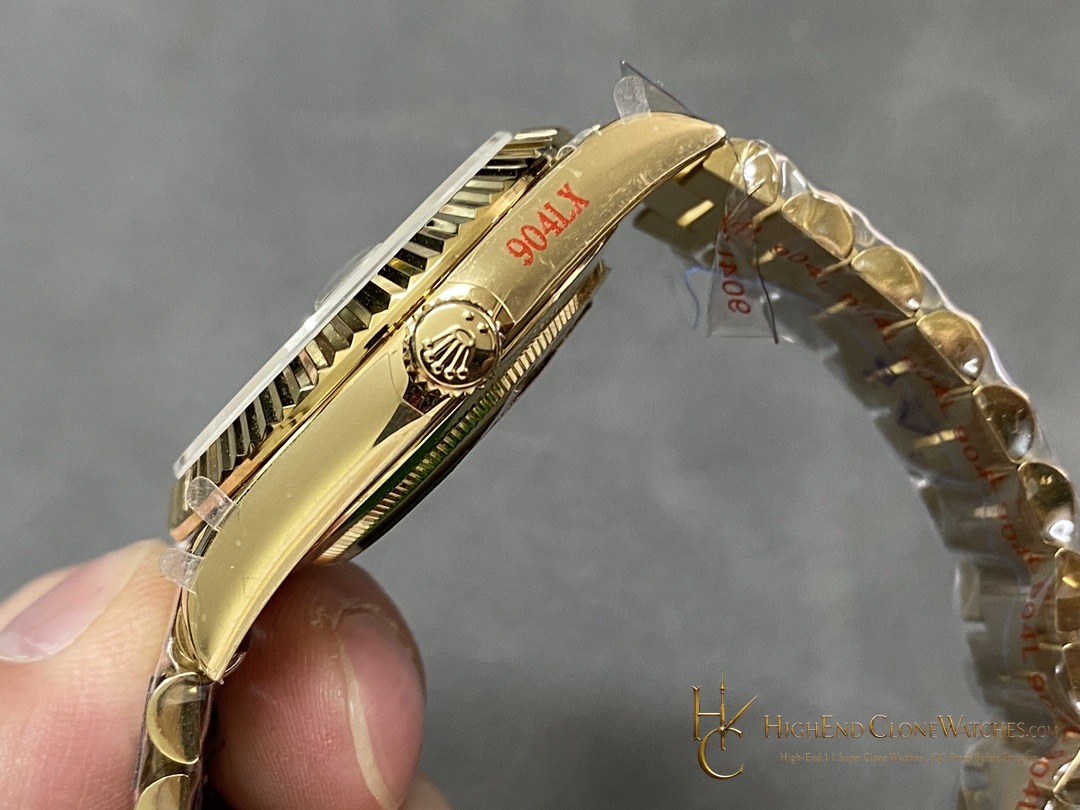 Rolex Day-Date 228238-0069 crown and case detail super clone watch