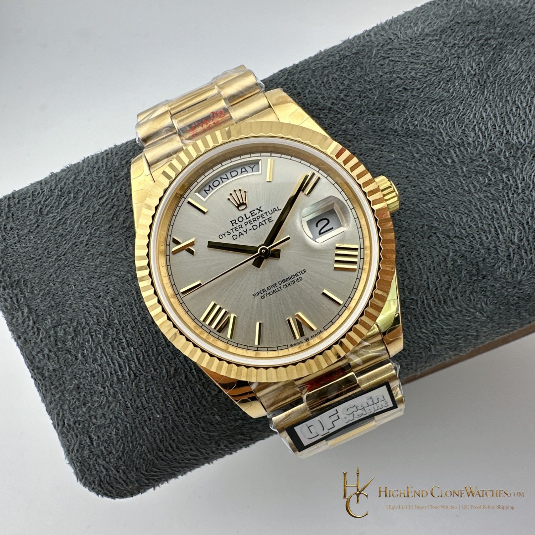 Rolex Day-Date m228238-0002 angled dial view super clone watch