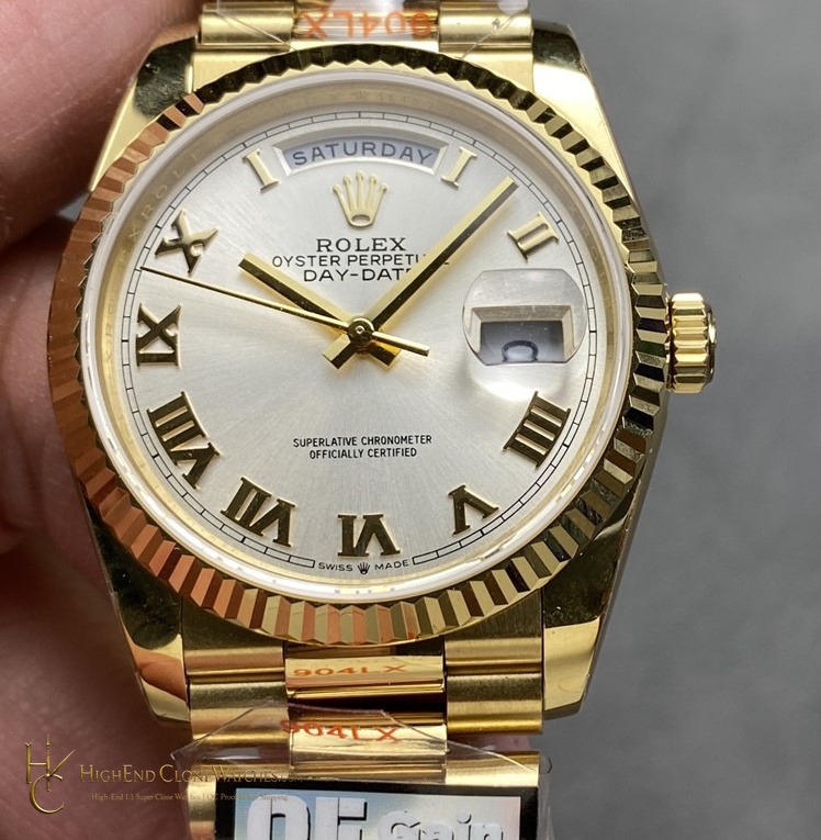 Rolex Day-Date m128238-0076 front view super clone watch