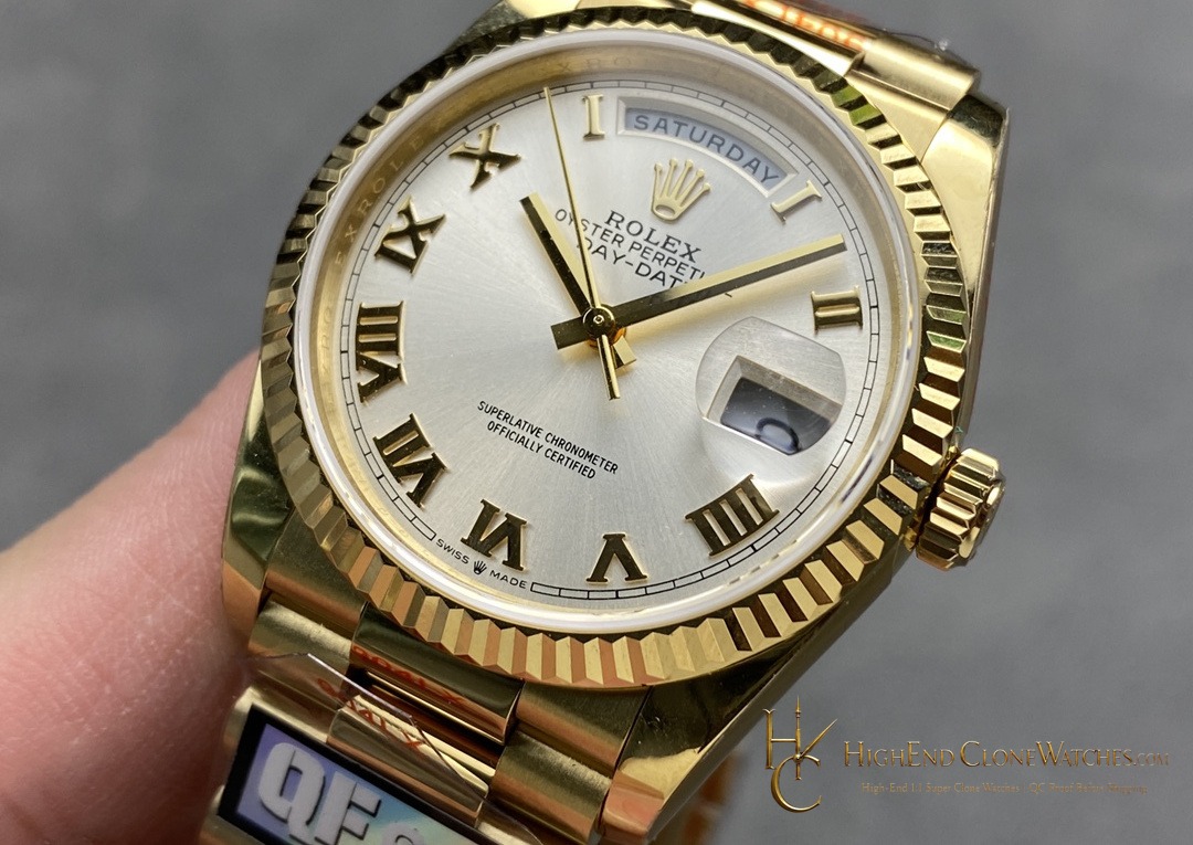 Rolex Day-Date m128238-0076 bezel detail super clone watch