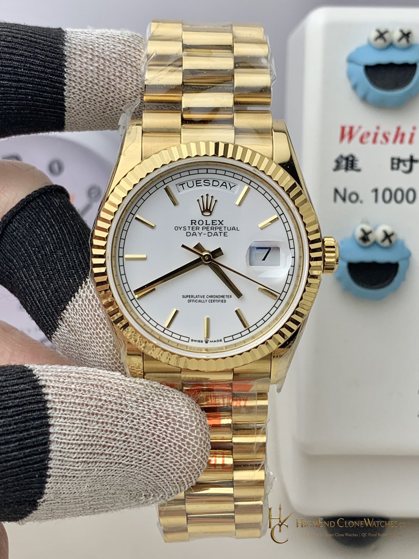 Rolex Day-Date 36 m128238-0081 front view super clone watch
