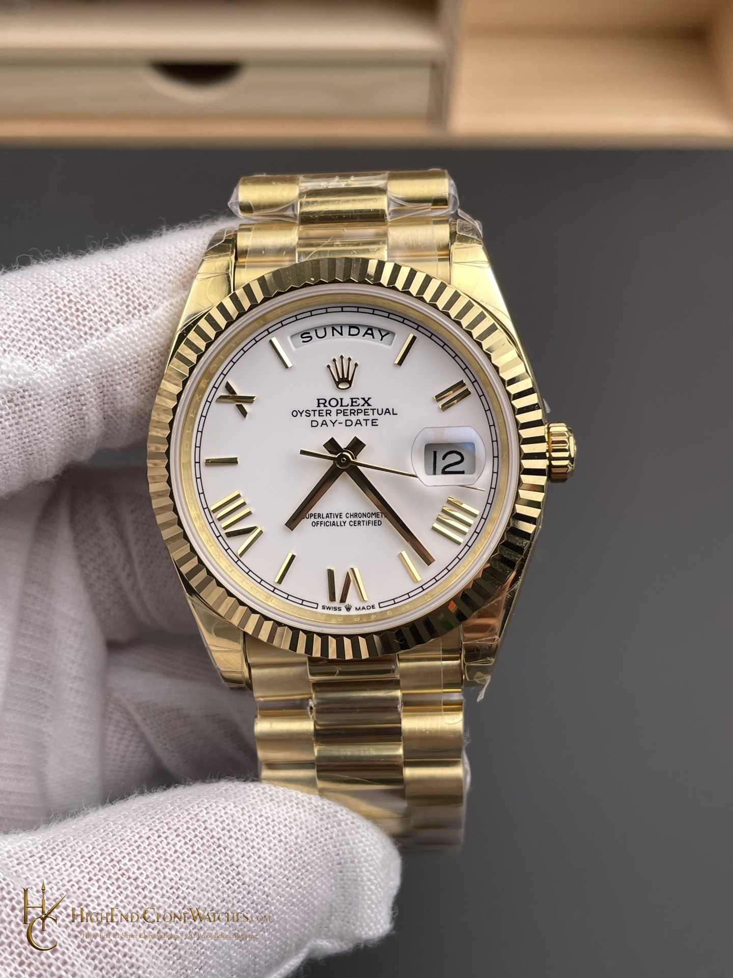 Rolex Day-Date m228238-0042 front view super clone watch