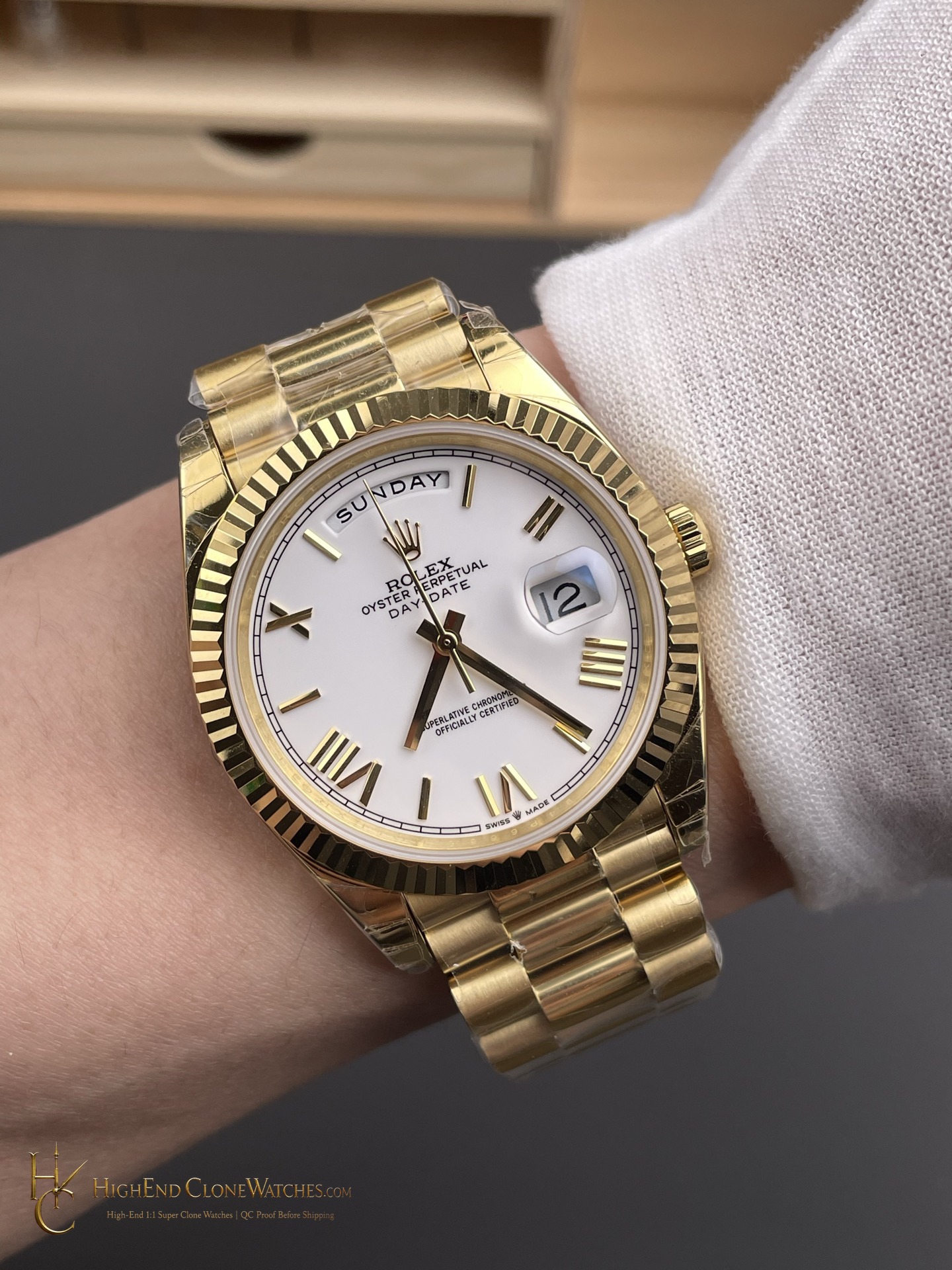 Rolex Day-Date m228238-0042 caseback view super clone watch