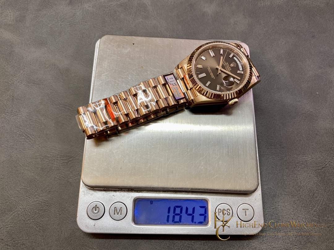 Rolex Day-Date m228235 angled dial view super clone watch
