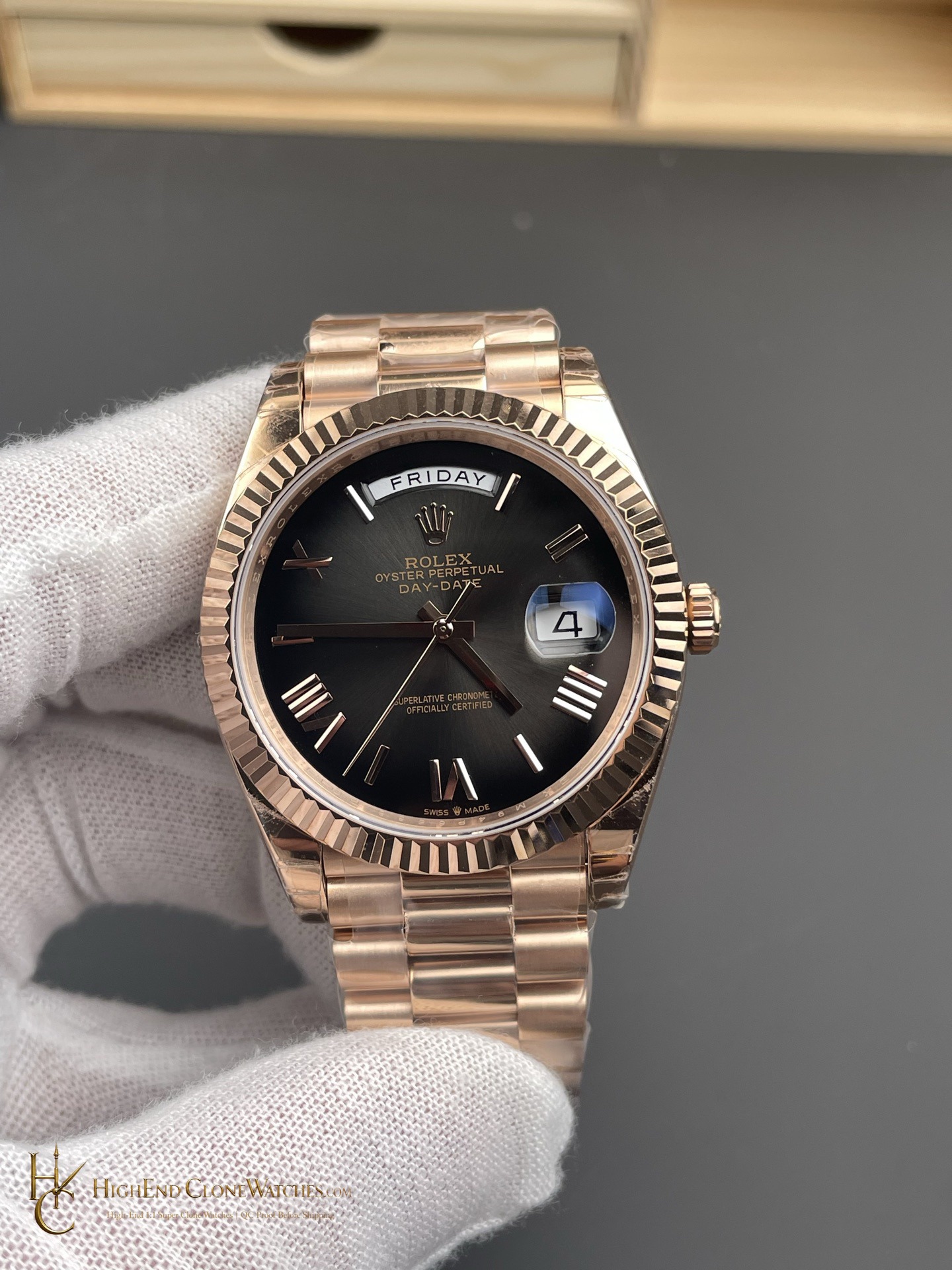 Rolex Day-Date 228235-0055 front view super clone watch