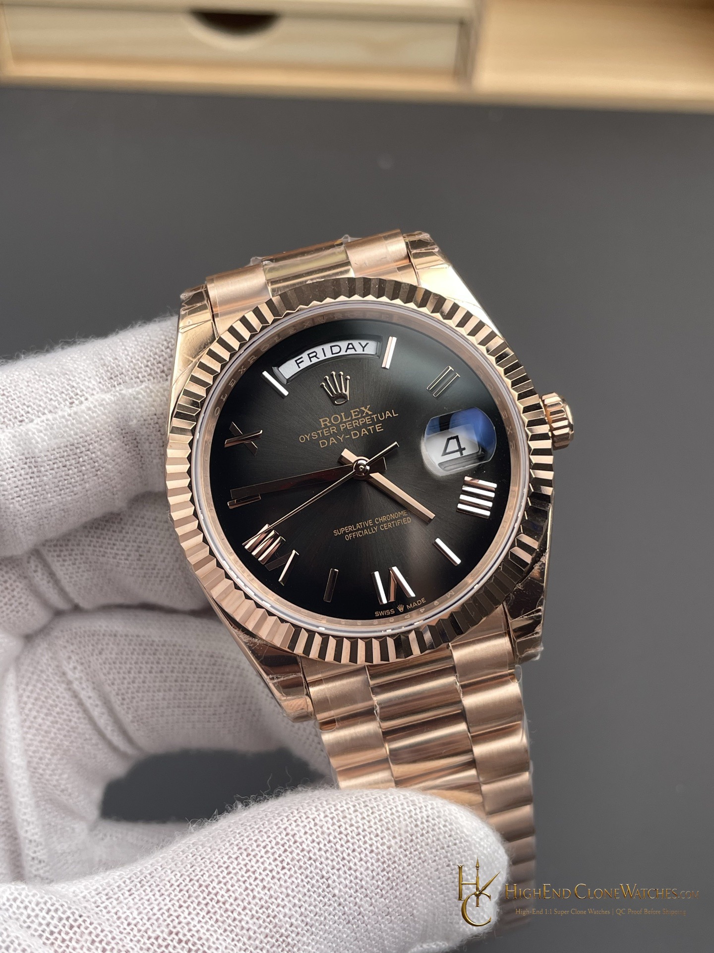 Rolex Day-Date 228235-0055 dial and marker detail super clone watch
