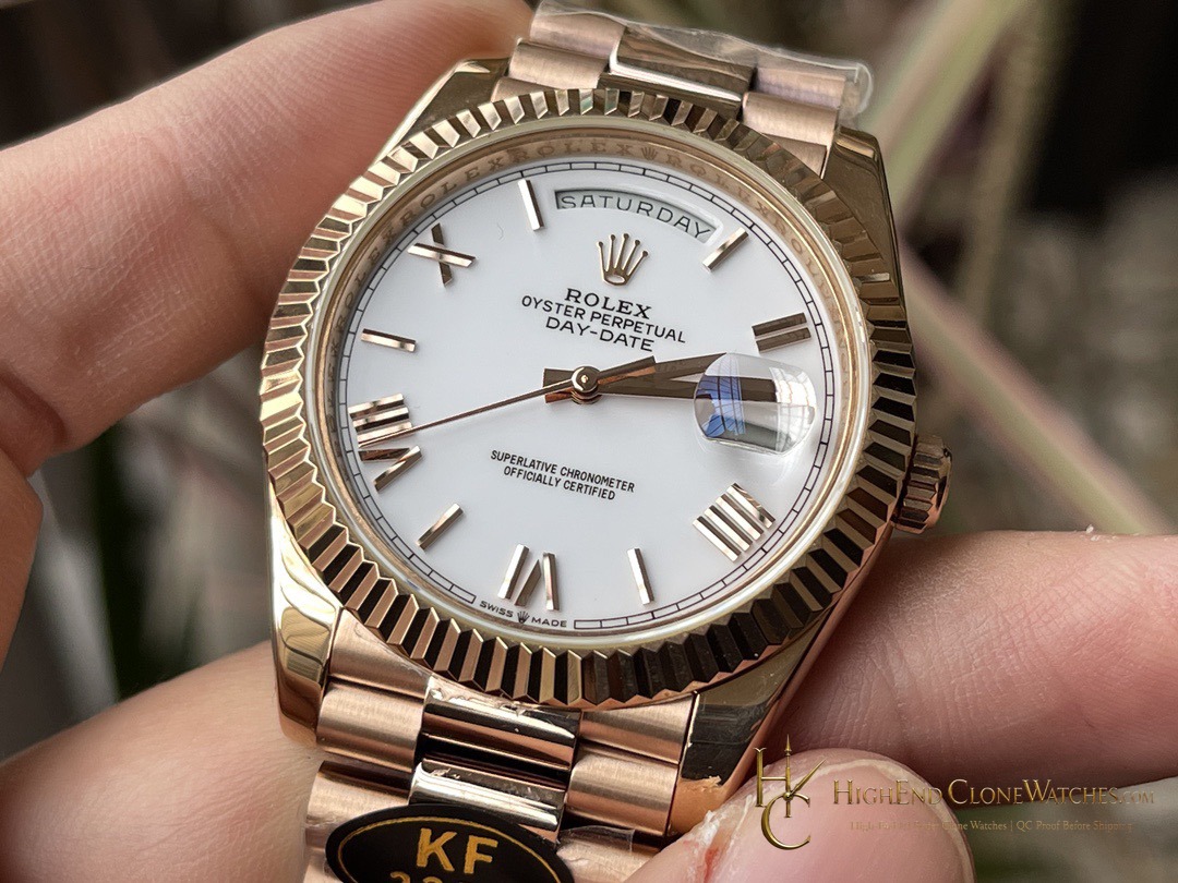 Rolex Day-Date 40 m228235-0032 bezel detail super clone watch